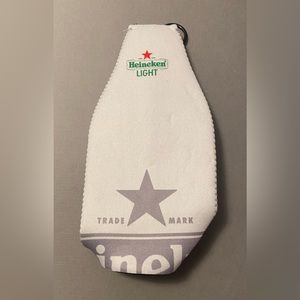 White Heineken Light zipper bottle koozie